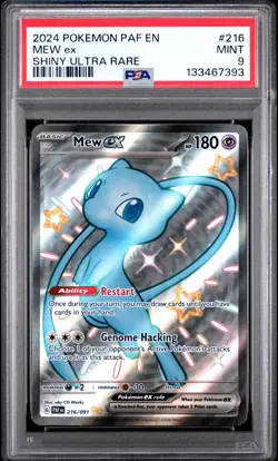 2024 POKEMON PAF EN-PALDEAN FATES SHINY ULTRA RARE #216 MEW EX PSA 9 - Image 1