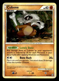Cubone 60/102 Common HGSS Triumphant Pokemon LP - Image 1