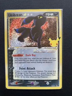 Pokemon TCG Umbreon Gold Star 17/17 Celebrations Holo Card Classic Collection - Image 1