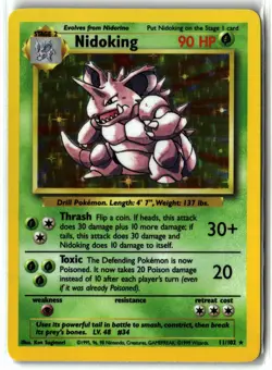Nidoking ⭐ 11/102 Holo Holo Rare Base Set Unlimited 1999 Pokemon NM/LP - Image 1