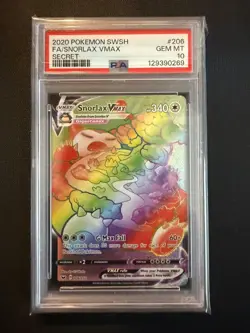 2020 POKEMON SWORD & SHIELD SECRET #206 FULL ART/SNORLAX VMAX PSA 10 - Image 1