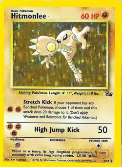 1999 Pokemon Hitmonlee 7/62 Fossil Holo Rare - MP - Image 1