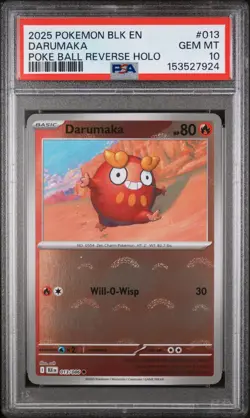 Pokemon Darumaka Black Bolt Reverse Poke Ball #013 Graded Card PSA 10 - Image 1