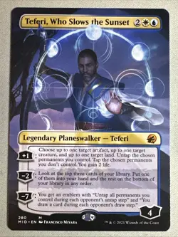 MTG / Teferi, Who Slows the Sunset / MID #280 / Regular (Borderless) Mythic / NM - Image 1