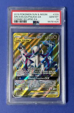 2019 Pokemon Sun & Moon Arcs/Dlga/Palkia GX Cosmic Eclipse FA #220 PSA 10 GEM MT - Image 1