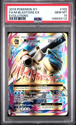 2016 POKEMON XY EVOLUTIONS #102 FULL ART/M BLASTOISE EX PSA 10 - Image 1