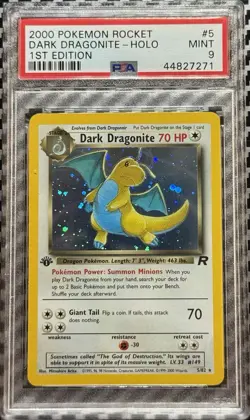 2000 Pokemon 1st Edition Team Rocket #5 Dark Dragonite Holo PSA 9 MINT Free Ship - Image 1