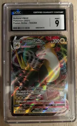 2021 POKEMON SWORD & SHIELD FUSION STRIKE #104 FULL ART/BOLTUND VMAX CGC 9 - Image 1