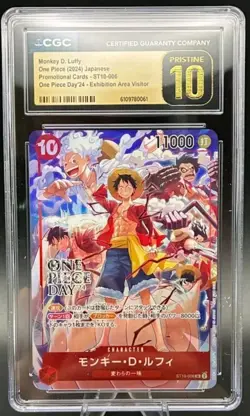 CGC PRISTINE 10 Monkey D Luffy ST10-006 Promo Full Art 198 ONE PIECE DAY 2024 - Image 1