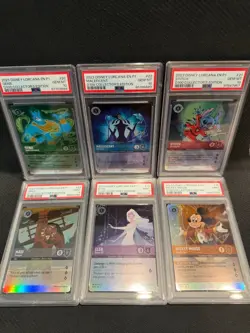 Disney Lorcana Set 2023 Disney100 Promos Holo 3 PSA 10/3 PSA 9 (6 together) - Image 1