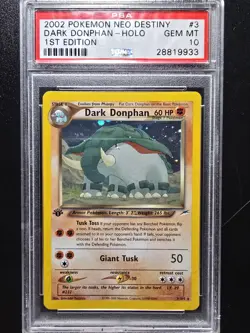 PSA 10 Dark Donphan Holo 3/105 - 2002 1st Edition Neo Destiny WOTC Pokemon Card - Image 1