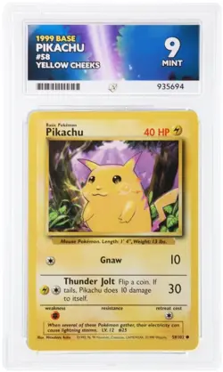 Pokemon Ace Mint 9 Pikachu Base Set 1999 58/102 Vintage WOTC - Image 1