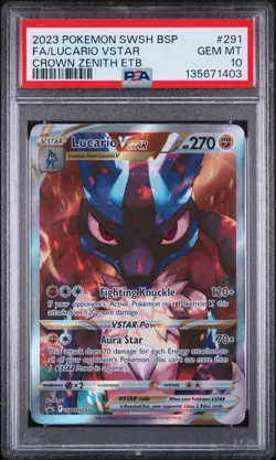 2023 POKEMON SWSH BLACK STAR PROMO #291 FULL ART/LUCARIO VSTAR PSA 10 - Image 1