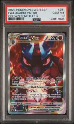 2023 POKEMON SWSH BLACK STAR PROMO #291 FULL ART/LUCARIO VSTAR PSA 10 - Image 1