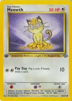Pokemon TCG Meowth 1st Edition Jungle Set 56/64 WOTC Vintage - Image 3