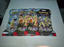 Pokemon TCG Stellar Crown Sleeved Booster 4 Packs Factory Sealed ZZ - Image 1