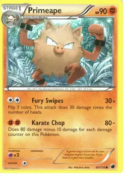 POKEMON CARD PRIMEAPE 60/116 NO 057 PIG MONKEY POKEMON TCG CCG - Image 1