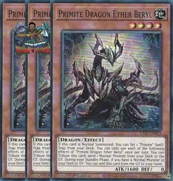 Yugioh! 3x Primite Dragon Ether Beryl RA05-EN033 Secret Rare 1st Ed NM - Image 1