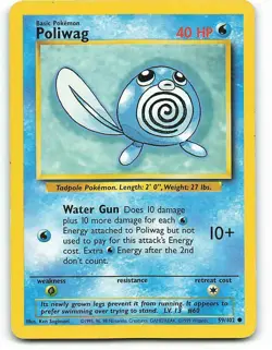 POKEMON CARD POLIWAG 59/102 NO 060 TADPOLE POKEMON TCG CCG - Image 1