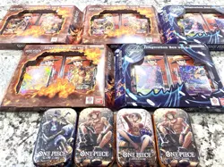 Bandai One Piece Illustration Box Vol 5 & 6 Boxes (lot Of 5) & 4 Vol 2 Mini Tins - Image 1