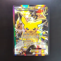 Pikachu EX XY124 Full Art Red & Blue Black Star Promo Pokemon Card - Image 1