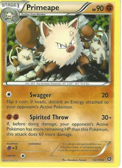 POKEMON CARD PRIMEAPE 53/114 NO 057 PIG MONKEY POKEMON TCG CCG - Image 1