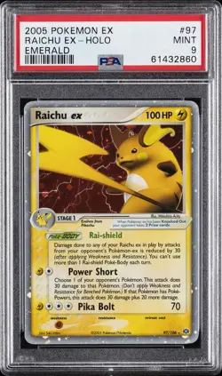 2005 POKEMON EX EMERALD #97 RAICHU EX-HOLO PSA 9 - Image 1
