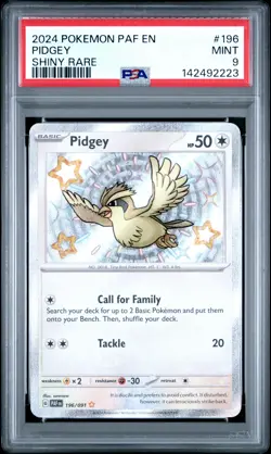 2024 POKEMON PAF EN-PALDEAN FATES SHINY RARE #196 PIDGEY PSA 9 - Image 1