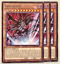 Yugioh! 3x Tragoedia PHRE-EN046 Rare 1st Ed NM - Image 1