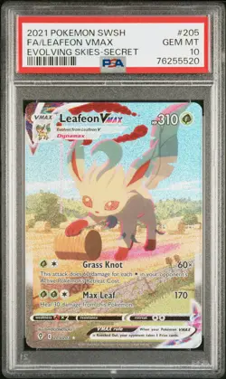 Leafeon Vmax 205/203 Secret Evolving Skies Pokemon PSA 10 - Image 1