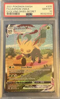 Pokemon Leafeon VMAX Alternate Art Secret Rare 205/203 Evolving Skies PSA 10 - Image 1