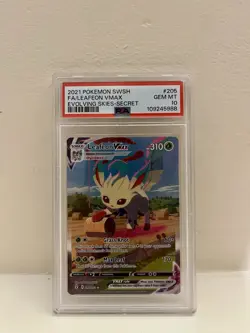 Pokemon Leafeon VMAX Alternate Art Secret 205/203 Evolving Skies PSA 10 - Image 1