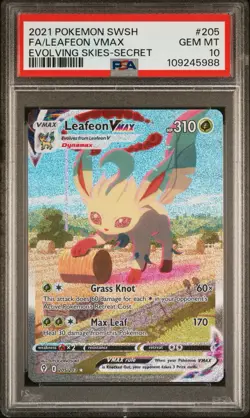 Pokemon Leafeon VMAX Alternate Art Secret 205/203 Evolving Skies PSA 10 - Image 3
