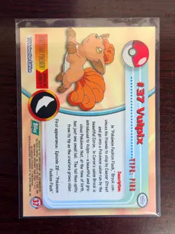 #37 Vulpix - Pokemon Topps Card TV Animation Edition - Green Label - Image 2
