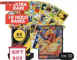 Nintendo Pokemon TCG 60 Card Lot Holo VMAX GX EX Charizard V Pikachu Pyroar - Image 1