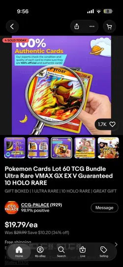 Nintendo Pokemon TCG 60 Card Lot Holo VMAX GX EX Charizard V Pikachu Pyroar - Image 2