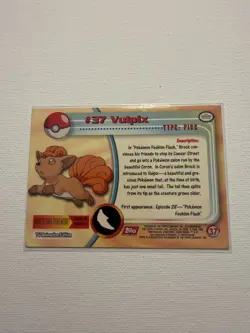 Vulpix #37- Pokemon Topps TV Animation Card (Red Label) - Image 2