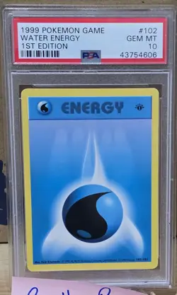 1999 Pokemon Game Water Energy #102 1st Edition PSA 10 - Image 1
