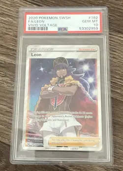 2020 POKEMON SWORD & SHIELD VIVID VOLTAGE #182 FULL ART/LEON PSA 10 - Image 1