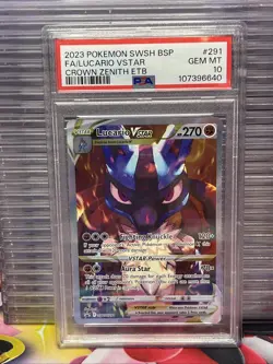 Pokemon TCG Crown Zenith Lucario VSTAR SWSH291 Promo Card PSA 10 - Image 1
