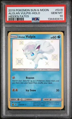 2019 Pokemon Sun & Moon Hidden Fates #SV8 Alolan Vulpix PSA 10 - Image 1