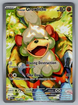 Hisuian Growlithe 181/167 Illustration Rare Twilight Masquerade Pokemon NM - Image 1