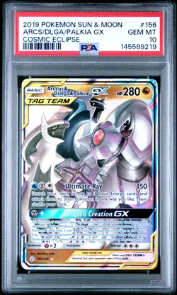 PSA 10 Arceus & Dialga & Palkia GX Tag Team #156/236 Pokemon Cosmic Eclipse - Image 1