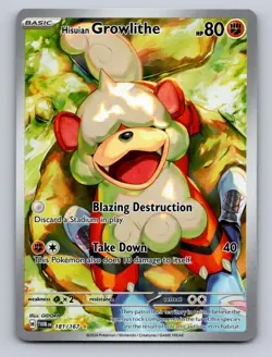 HISUIAN GROWLITHE 181/167 ILLUSTRATION RARE TWILIGHT MASQUERADE POKEMON NM - Image 1