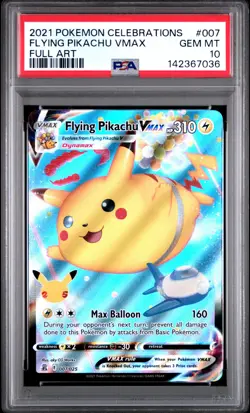 2021 Pokemon Celebrations #007 Flying Pikachu Vmax PSA10 - Image 1