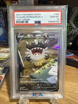 2022 Pokemon SWSH FA/GLRN PERRSERKER V LOST ORIGIN PSA 10 GEM MINT - Image 1