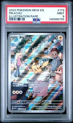 Pokemon 2023 Mew En-151 Illustration Rare #173 Pikachu PSA 9 - Image 1
