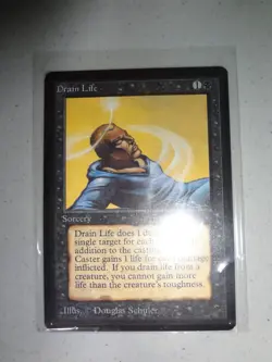 MTG MAGIC THE GATHERING CARD ORIGINAL BETA BLACK DRAIN LIFE SORCERY VTG COMMON - Image 1
