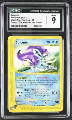 CGC 9 MINT Suicune 4EVER 2002 Black Star Promos 53 Pokemon Card - Image 1