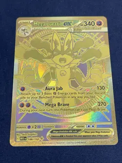 Pokemon Mega Lucario EX 188/132 Hyper Rare Gold Mega Evolutions PACK FRESH NM - Image 2